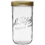 Le Parfait Familia Wiss Terrine - 1.5L Wide Mouth French Glass Mason Jar w/ 2-Piece Gold Lid, 48oz/Quart & Half (Single Jar)