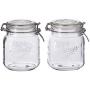 Mason Craft & More Airtight Kitchen Food Storage Clear Glass Clamp Jars, 2 Pack of 34 Ounce (1 Liter) Medium Clamp Jar