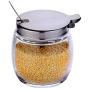 Kitchen Storage Containers Glass Jars,Iron Spice Rack Set Send Spoon,Oil Vinegar Pot Kitchen Supplies Pack of 3