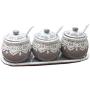Mini Spice Jars European ceramic seasoning jar three-piece creative kitchen supplies