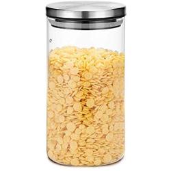 Kitchen Food Storage Jar Airtight Food Storage storage jar Glass Three-piece Stainless Steel Cover Glass Tea Pot Kitchen Miscellaneous Food (Size : 1200ml)