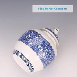 Airtight Food Storage Containers Bins with Lids Large, Ceramic Pottery Cereal Containers Canister Cookie Jar for Kitchen Pantry Organization Flour Rice Candy Bulk, 600mL, 1L, 1.6L, 2.4L