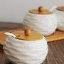 Kitchen seasoning box/Ceramic Seasoning Storage Container and Wooden Pallet Seasoning jar with Spoon
