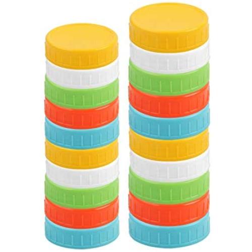 20er Pack Farbige Kunststoff Deckel für Mason Gläser – Anti-Rutsch Lebensmittel Lagerung Stopfen für Regular & Wide Mouth Gläser – UXCELL