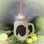Yellow Finnish Hound Silhouette Frosted Glass Mason Jar With Straw