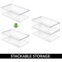 mDesign Plastic Stackable Kitchen Pantry Cabinet, Refrigerator, Freezer Food Storage Bin Box with Lid - Organizer for Fruit, Yogurt, Snacks, Pasta, Cans, Baking Supplies - 8 Pack - Clear