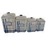 Earthenware Storage Jars, Set of 4, French Vintage Hand Painted Design &quotCarreaux"