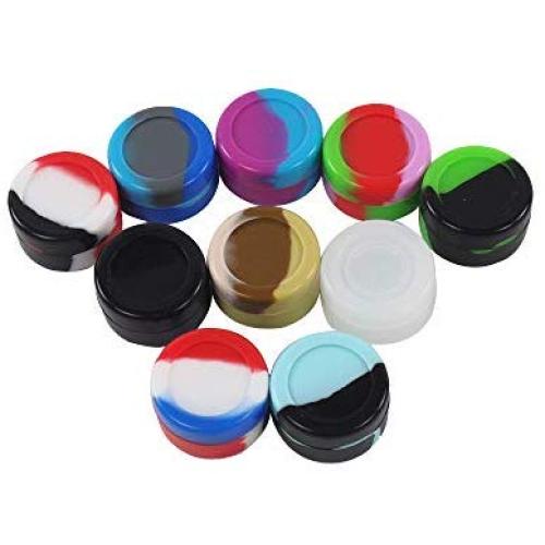 TOPJAR 10pcs 5ml Silicone Container Non Stick Cylindrical Multi Use Storage Oil Jar Assorted Color