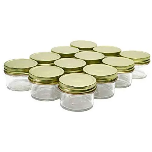 Bouteilles en verre North Mountain Supply - 12 bouteilles de 4 oz (120 ml) - Avec couvercles métalliques de sécurité dorés – Lot de 12