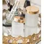 Frosted Clear Thick Glass Straight Sided Jar with Gold Metal Overshell Lid - 4 oz / 120 ml (6 pack) + Spatulas Frosted Clear Thick Glass Straight Sided Jar with Gold Metal Overshell Lid - 4 oz / 120 ml (6 pack) + Spatulas