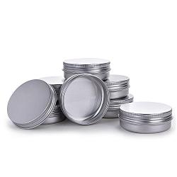 Fizz 2 Oz Aluminum Tins Cans Round Storage Jars Containers Screw Lids Metal Tins Travel Tins Cosmetic Refillable Containers,Pack of 18(Silver)