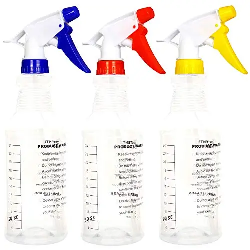Youngever 3er Pack Leere Sprühflaschen, Sprühflaschen für Reinigungslösungen, Allzweckreiniger mit Klaroptik, Drucksprüher, Verstellbarer Düsenaufsatz, Mit Gedruckten Maßen und Kontrollkästchen (32 Unzen)