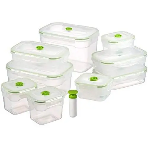 Lasting Freshness Vacuum Seal Food Storage Containers - Deep Freezer Food Sealer - Hand Held Vacuum Food System - Quick Seal Marinator - Rectangle - 19Pc - Green Color Lasting Freshness Vacuum Seal Food Storage Containers - Deep Freezer Food Sealer - Hand Held Vacuum Food System - Quick Seal Marinator - Rectangle - 19Pc - Green Color
