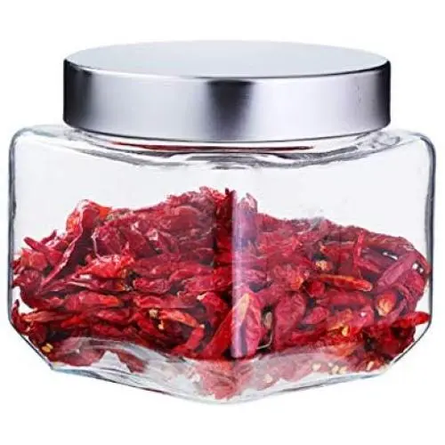 Kitchen Square Glass Sealed Cans With Lid Food Storage Jar Snacks Honey Miscellaneous Grains Tea Milk Powder Bottle (Size : S)