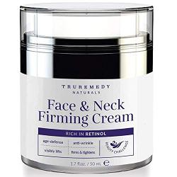 Neck Firming Cream | Moisturizer Retinol Cream For Face, Decollete & Chest - Collagen Peptides, Hyaluronic Acid & Vitamin C for Turkey Neck Tightener, Fine Lines, Wrinkles, Loose & Sagging - 1.7 Oz