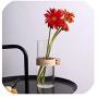 Minimalist Chic Glass Storage Jar Bottle With Leather Decor Scandinavian Nordic Desk Storage Bottle Organizer Flower Container L,Brown