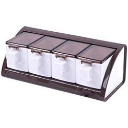 Kitchen Food Storage Jar Airtight Food Storage Kitchen glass jar moisture-proof home multi-purpose jam bottle cruet Adherent plastic house with cruet suit (Color : Brown G)