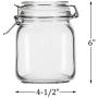 Kingrol 4 Pack 34 Ounces Glass Jars, Wide Mouth Storage Canister Jars with Bail and Trigger Clamp Lids