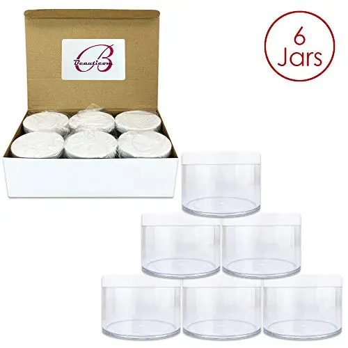 6 Stück 4oz/120g/120ml Acryl Dichtheit Behälter Gläser mit weißen Deckeln