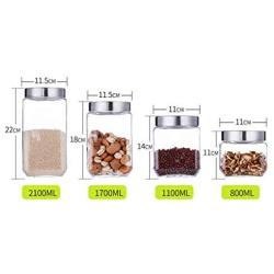 Kitchen Square Glass Sealed Cans With Lid Food Storage Jar Snacks Honey Miscellaneous Grains Tea Milk Powder Bottle (Size : S)