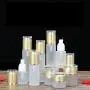 3PCS 30ml/1oz Leere Gefrorene Glas Lotion Flasche Kosmetik Behälter Lagerbehälter Glasflasche mit Golddeckel für Serum Emulsion Creme Ätherisches Öl (Farbe wie Bild)