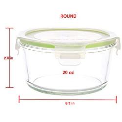 Kinetic GoGreen Glassworks 20oz Round Oven Safe Glass Food Storage Airtight and Watertight Lid BPA Free?Oven,Dishwasher,Freezer,And Microwave Safe 20oz 1 Glass Contatiner and 1 Plastic Lid 54004