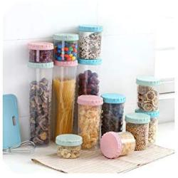 Convenient cover sealing cans food storage tanks plastic thick storage bottle storage boxes kitchen tools Home Organization Jars,Random Color,500ml