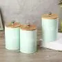 3Pcs Tea Coffee Sugar Storage Jars Food Storage Iron Jars Moisture-proof fresh green wood lid Cover Candy Bottles Can Kitchen 3Pcs Tea Coffee Sugar Storage Jars Food Storage Iron Jars Moisture-proof fresh green wood lid Cover Candy Bottles Can Kitchen