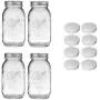 Ensemble de 4 bocaux à large ouverture avec 8 couvercles réutilisables (4, 32oz) Ensemble de 4 bocaux à large ouverture avec 8 couvercles réutilisables (4, 32oz)