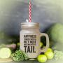Brown Happiness Starts W/A Wet Nose And Tail Frosted Glass Mason Jar With Straw