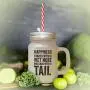 Light Blue Happiness Starts W/A Wet Nose And Tail Frosted Glass Mason Jar With Straw