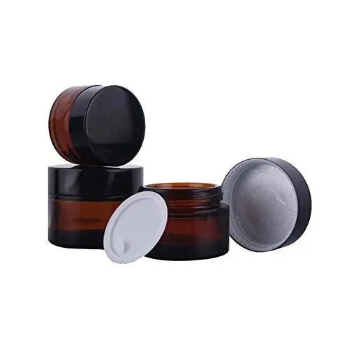 3 Pièces de Bouteilles Rondes en Verre Ambre de 10ml avec Récipients Intérieurs et Couvercles Noirs pour Cosmétiques et Crèmes Visage Crème Laitueuse 3 Pièces de Bouteilles Rondes en Verre Ambre de 10ml avec Récipients Intérieurs et Couvercles Noirs pour Cosmétiques et Crèmes Visage Crème Laitueuse
