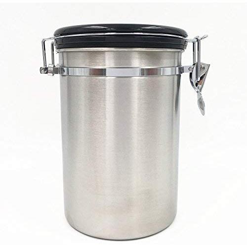 Harko Stainless Steel Large Airtight Coffee Canister with Bonus Scoop Worth $5 Coffee Vault Storage Jars For Fresher Coffee Ground Beans 1.8 L 20 Oz (Silver)
