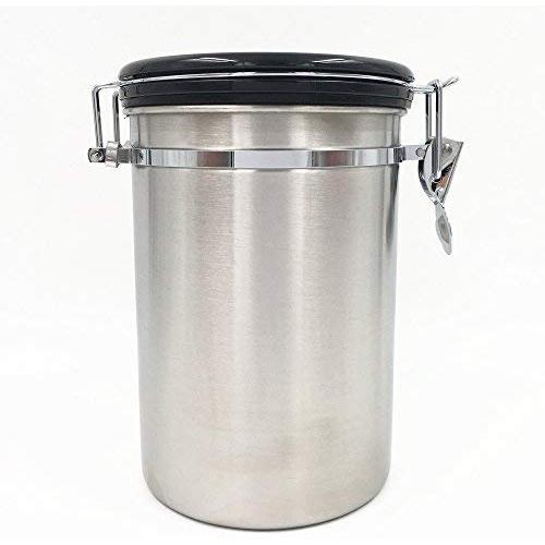 Harko Stainless Steel Large Airtight Coffee Canister with Bonus Scoop Worth $5 Coffee Vault Storage Jars For Fresher Coffee Ground Beans 1.8 L 20 Oz (Silver)