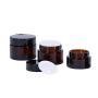 Wresty 4 Pcs Amber Glass Cosmetic Jar Empty Refillable Makeup Sample Comtainer Cosmetic Cream Container Pots With Inner Liners (30g)