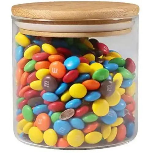 Glasbehälter 77L mit Holzdeckel, [Erhöhter Version] Klar Glas Luftdichter Lebensmittelbehälter, 18,56 fl oz (545 ml) – Für Zuhause, Kaffee, Tee, Zucker & Mehr
