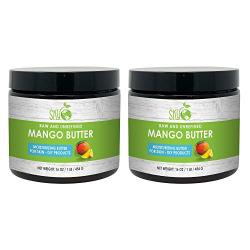 Mango Butter (16oz x 2 Pack) 100% Pure Raw Unrefined Natural Mango Butter-Skin Nourishing Moisturizing & Healing for Dry Skin Hair Shine - For Skin Care Hair Care & DIY- Made in USA