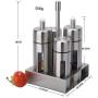 DUDDP Storage Spice lar set Spice Jar 4pieces/set, salt and pepper mill set Stainless-Steel Salt Pepper Shaker, seasoning Bottle Silver