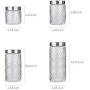 Glass Kitchen Storage Canister Jars Glass Mason jars with Stainless Steel Lids and 8 Labels & 1 Chalk Marker For The Kitchen-27/44/57/71 OZ.(4-pack Assorted-Diagonal Stripes)