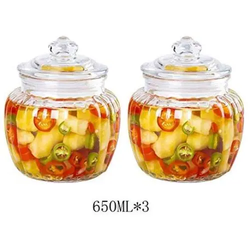 Glasbehälter mit Verschluss für Lebensmittel, Haushalt, Hafer, Süßigkeiten, Kaffee, Snacks – 3 Sets à 650 ml