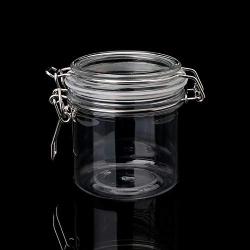 Plastic Round Clip Top Storage Jar With Airtight Seal Lid Kitchen Food Container Preserving Cosmetic Cream Organizer