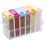 Kitchen Seasoning Organizer Box Set 6 Pieces Separable Condiment Storage Container Jars Clear Seasoning Rack Spice Pots