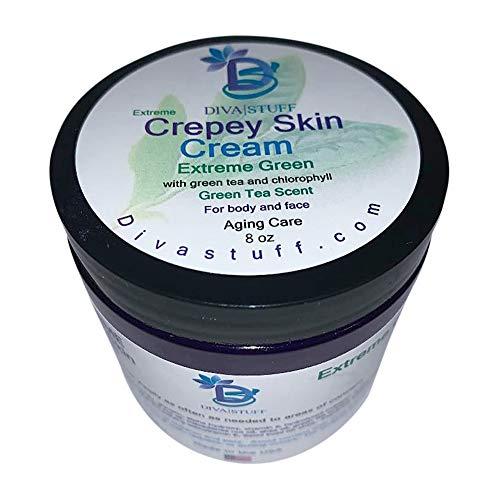 Extreme Green Crepey Skin Body Cream, Now With Green Tea Extract and Chlorophyll For Beautiful Smooth, Supple and Soft Skin, 8oz By Diva Stuff, Light Green Tea Scent Too
