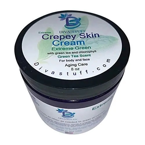 Extreme Green Crepey Skin Body Cream, Now With Green Tea Extract and Chlorophyll For Beautiful Smooth, Supple and Soft Skin, 8oz By Diva Stuff, Light Green Tea Scent Too Extreme Green Crepey Skin Body Cream, Now With Green Tea Extract and Chlorophyll For Beautiful Smooth, Supple and Soft Skin, 8oz By Diva Stuff, Light Green Tea Scent Too