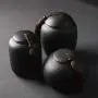 Schwarzer Keramik-Aufbewahrungsbehälter mit luftdichter Keramikdeckel - Aufbewahrungsglas mit rundem Boden für Hafer, Kekse, Kaffee und mehr (1 - Klein (12x12,5cm))