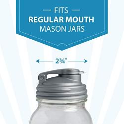 reCAP Mason Jars Lid POUR Cap, 2 Regular Mouth, 2 Wide Mouth, Silver ? BPA-Free, American Made Ball Mason Jar Lids for Preparing, Serving & Storage, Spill Proof - Made with No-Break Materials