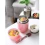 Thermos Food Jar Thermos Stainless Food Flask,Leakproof Vacuum Insulated Food Containers With Folding Spoon,Automatic Exhaust (Color : Gray-470ML)