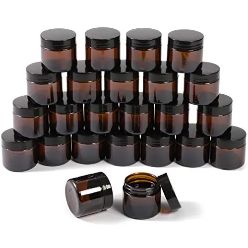 Round Amber Glass Jars with Lids for Cosmetics (2 oz, 24 Pack) Round Amber Glass Jars with Lids for Cosmetics (2 oz, 24 Pack)