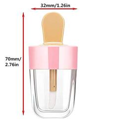 Healthcom 10 Pieces 8ml Pink Ice Cream Lip Gloss Tubes Empty Refillable Lip Balm Bottle Containers Clear Lip Glaze Tube Vials DIY Cosmetic Samples Lipstick Tube Lipgloss Tube for Women Girl Makeup Beauty