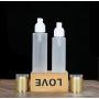 3PCS 30ml/1oz Empty Frosted Glass Lotion Bottle Cosmetic Container Storage Pot Jar Vials Dispenser with Gold Lid for Serum Emulstion Cream Essential Oil(Color As Photo)